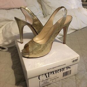 Caparros gold sequined heels